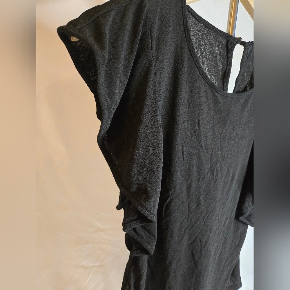 Mine Black Ruffle Sleeve Blouse Size Small - Picture 2 of 6